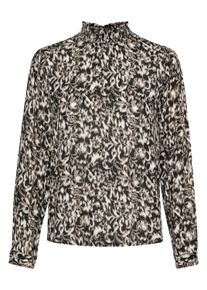 Langarmbluse Kaffe "Langarm-Bluse KAamber", Damen, Gr. 46, schwarz (schwarz, elefants. graphicflower), Obermaterial: 100% Viskose LENZING ECOVERO CV LenzEcov., Blusen Langarmbluse