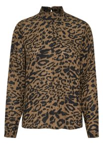 Langarmbluse Kaffe "Langarm-Bluse KAamber", Damen, Gr. 44, braun (major braun, schwarz leopard), Obermaterial: 100% Viskose LENZING ECOVERO CV LenzEcov., Blusen Langarmbluse