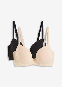 Schalen-BH mit B&uuml;gel mit Bio-Baumwolle (2er Pack), beige, Gr&ouml;&szlig;e 95B, mit Baumwolle, bonprix