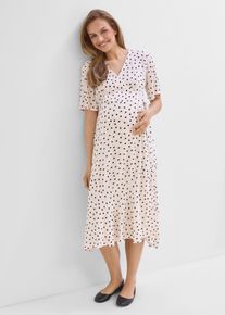 2-in-1 Umstands- und Stillkleid aus leichtem Viskose- Crepe, beige, Gr&ouml;&szlig;e 48, bonprix