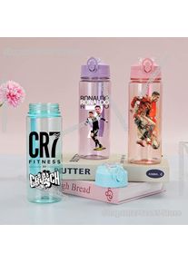 Cristiano Ronaldo CR7 Plastic Water Cup Portable Outdoor Straw Bottle Children's Transparent Jars with Strap Summer Sport Gym