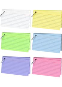 300 Colored Index Cards 3x5 with Ring, 6 Colors, Durable Note Taking for Students & Teachers