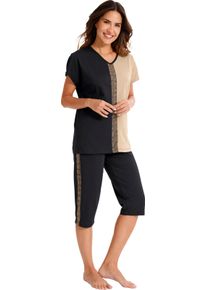 Damer Capri-pyjamas svart-beige Gr&ouml;&szlig;e 40/42