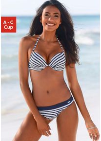 Push-Up-Bikini-Top Venice Beach "Summer", Damen, Gr. 36, Cup B, bunt (wei&szlig;, marine, gestreift), Polyamid, gestreift, Bikini-Oberteile Push-Up-Bikini-Top, mit wattierten Cups