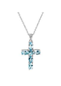 Kette mit Anh&auml;nger Firetti "Schmuck Geschenk Silber 925 Halsschmuck Halskette Kreuz", silberfarben, hellblau, Halsketten, Damen, Silber 925 (Sterlingsilber), L: 45 B: 1,1mm, Kette mit Anh&auml;nger, mit Blautopas (behandelt), B:1,1mm