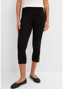 Caprileggings bonprix, Damen, Gr. 36/38 (S), N-Gr, schwarz, Jersey, Obermaterial: 95% Baumwolle, 5% Elasthan, skinny fit, Hosen Caprileggings, aus Baumwolle mit Elasthan, Skinny Fit, mit gekrempeltem Saum