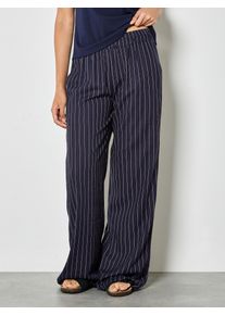 Leinenhose Apricot "Hose", Damen, Gr. XS (34), N-Gr, blau (navy), Strick, Obermaterial: 87% Viskose CV. 11% Leinen LI. 2% sonstige Fasern AF., Hosen Leinenhose, mit Nadelstreifen