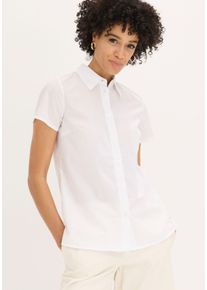 Kurzarmbluse bonprix, Damen, Gr. 40, wei&szlig;, Obermaterial: 65% Polyester, 35% Baumwolle, regular fit, Blusen Kurzarmbluse, Regular Fit, eleganter Stil, Hemdblusenkragen