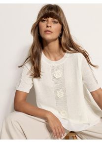 Stricktop Apricot "Tunika", Damen, Gr. S (36), wei&szlig;, Strick, Obermaterial: 46% Polyacryl PAN. 45% Polyamid PA. 9% Polyester PES., Normale L&auml;nge, Tops Stricktop, H&auml;kelverzierung