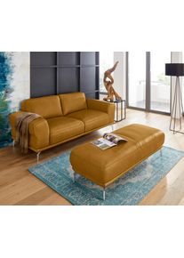 2-Sitzer W.Schillig "montanaa bequem, Federkernunterfederung, elegant & edel, Breite 192cm", gelb (kurkuma z69), B:192cm H:78cm T:94cm, Longlife Xtra-Leder Z59: Glattleder mit modischer Pr&auml;gung. Hautst&auml;rke 0, 9 - 1, 1 mm.;Longlife Xtra-Leder Z69: Das feinnarbige, gedeckte Softleder Z69 besticht durch seine au&szlig;ergew&ouml;hnliche Weichheit im trendigen &raquo;Vintage-Look&laquo;, Hautst&auml;rke 0, 9 - 1, 1 mm, Sofas, 2-