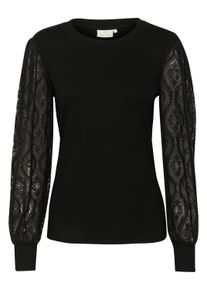 Langarmbluse Kaffe "Langarm-Bluse KAnima", Damen, Gr. S, schwarz (schwarz deep), Obermaterial: 94% Viskose CV. 6% Elasthan EL., Blusen Langarmbluse