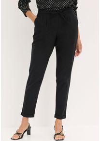 Leinenhose bonprix "Leinenhose", Damen, Gr. 50, N-Gr, schwarz, Obermaterial: 55% Leinen, 45% Baumwolle, regular fit, Hosen Leinenhose, aus Leinen und Baumwolle, Regular Fit, mit elastischem Gummibund