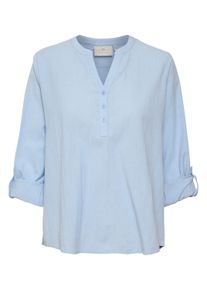 Langarmbluse Kaffe "Langarm-Bluse KAmajse", Damen, Gr. 46, blau (windsurfer), Obermaterial: 85% Baumwolle CO. 15% Leinen LI., Blusen Langarmbluse