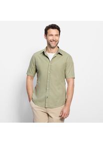 Kurzarmhemd OLYMP "Casual", Herren, Gr. S, N-Gr, gr&uuml;n, Web, Obermaterial: 100% Baumwolle, regular fit normal, Hemden Kurzarmhemd, Freizeithemd, regular fit, Kentkragen