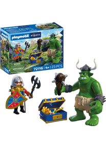 Konstruktions-Spielset Playmobil "Troll mit L&ouml;wenritterschatz (72116), Knights", bunt, Spielbausteine, Kinder, Kunststoff, Konstruktions-Spielset