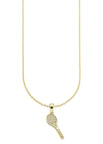 Kette mit Anh&auml;nger Firetti "Schmuck Geschenk Halskette mit Anh&auml;nger Tannisschl&auml;ger", gelbgoldfarben, kristallwei&szlig;, Halsketten, Damen, Silber 925 (Sterlingsilber), L: 45 B: 1mm, Kette mit Anh&auml;nger, mit Zirkonia (synth.), B:1mm