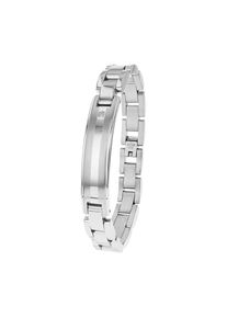 Armband Amor, edelstahlfarben, wei&szlig;, wei&szlig;, Armb&auml;nder, Herren, 22cm, Edelstahl, Armband, mit Zirkonia (synth.)