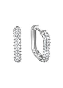 Paar Creolen Firetti "Schmuck Geschenk Silber 925 Ohrschmuck Ohrringe", silberfarben, kristallwei&szlig;, kristallwei&szlig;, Ohrringe, Damen, 16mm, Silber 925 (Sterlingsilber), Paar Creolen, mit Zirkonia (synth.)