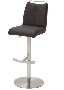 Bistrostuhl MCA furniture "GIULIA Barstuhl Tresenstuhl Tresenhocker", grau (anthrazit, edelstahl geb&uuml;rstet, anthrazit), B:39cm H:88cm T:54cm, Leder, St&uuml;hle, Bistrostuhl, Barhocker,Bistrohocker,Barstuhl,drehbar,Sitzh&ouml;he 53-78cm,mit Lehne