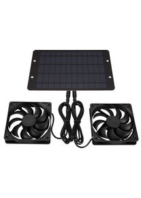 Solar Powered Exhaust Fan Kit 10W 12V Solar Panel Dual Fan Kit for Greenhouse Chicken Coop Doghouse Shed Barn Solar Powered Fan