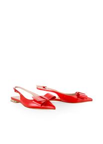 Slingpumps Marc Cain "Collections Prettied Up", Damen, Gr. 40, rot (soft rot), Leder, unifarben, festlich, Schuhe Slingpumps, Kitten Heel, Flats, Sandale mit verstellbarem Riemchen