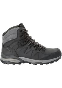 Trekkingschuh Jack Wolfskin "REFUGIO PRIME TEXAPORE MID M", Herren, Gr. UK 7,5 - EU 41, Normalschaft, grau (phantom), Obermaterial: Leder. Obermaterial 2: Synthetik. Futter: Polyester, Schuhe Trekkingschuh