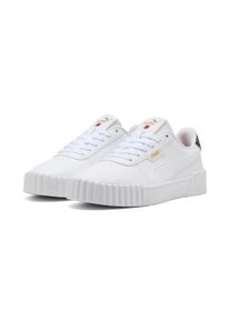 Sneaker Puma "CARINA 3.0 ANIMAL FLAIR", Damen, Gr. 37, wei&szlig; (Puma wei&szlig;, Puma gold), Synthetik, Schuhe Sneaker, f&uuml;r sportlichen Look im Alltag, mit Gummilaufsohle, sportlicher Stil