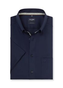 Kurzarmhemd OLYMP "Luxor", Herren, Gr. 39, N-Gr, marine, Web, Obermaterial: 100% Baumwolle, normal, Hemden Kurzarmhemd, Businesshemd, modern fit, Button-down-Kragen