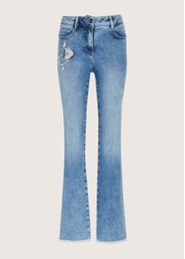Madeleine Mode Regular-fit-Jeans MADELEINE "Jeans Bootcutjeans mit floraler Stickerei", Damen, Gr. 40, N + K Gr, beige (bleached), Obermaterial: 98% Baumwolle CO. 2% Elasthan EL., Modern, ausgestellt, Jeans Regular-fit-Jeans, Bootcut Jeans mit Stickerei