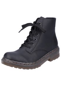 Schn&uuml;rboots Rieker, Damen, Gr. 42, schwarz, Lederimitat, unifarben, Schuhe Schn&uuml;rboots, Schn&uuml;rstiefelette, Blockabsatz, mit Logopr&auml;gung