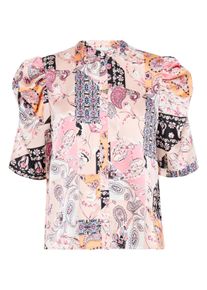 Kurzarmbluse Ichi "Kurzarm-Bluse IXNINA", Damen, Gr. 40, pink (pink lady patch print), Obermaterial: 100% Polyester PES., Blusen Kurzarmbluse