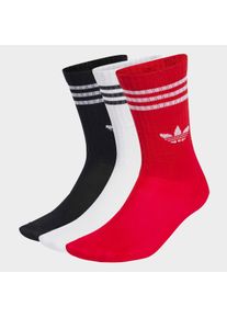 Sportsocken adidas originals "CREW SOCK 3P", M&auml;dchen, Gr. 28-30, better scarlet, schwarz, wei&szlig;, Obermaterial: 60% Baumwolle, 27% Polyester, 8% Polyamid, 5% Elasthan, Socken Sportsocken