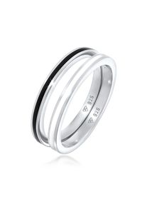 Ring-Set Elli "Ring Bandring Basic Emaille 2er Set 925 Silber" Gr. 52, silber, Fingerringe, Damen, 52, ohne Stein, Silber 925 (Sterlingsilber), Ring-Set