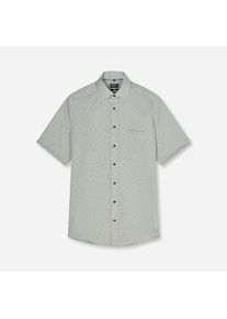 Kurzarmhemd OLYMP "Luxor", Herren, Gr. 42, N-Gr, oliv, Web, Obermaterial: 100% Baumwolle, gemustert, normal, Hemden Kurzarmhemd, Businesshemd, modern fit, New Kentkragen