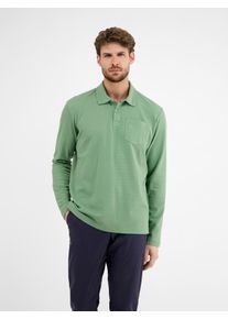 Langarmshirt Lerros "Herren Langarmpolo in Waffel-Piqu&eacute;", Herren, Gr. S, gr&uuml;n (sage gr&uuml;n), 100% Baumwolle, Shirts Langarmshirt