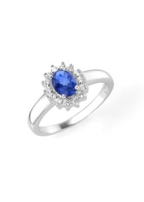 Silberring Smart Jewel "Ring zauberhaft, farbiger Stein und wei&szlig;e Zirkonia, Silber 925" Gr. 54, blau, Fingerringe, Damen, 54, Silber 925 (Sterlingsilber), Silberring