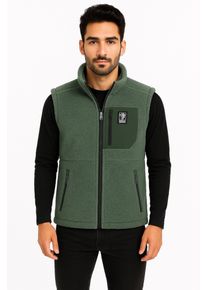 Fleeceweste LPO "Ravin II", Herren, Gr. S, laurel wreath, Fleece, 100% Polyester, regular fit h&uuml;ftbedeckend, Westen Fleeceweste, mit Langhaarfleece
