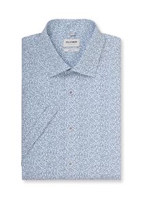 Kurzarmhemd OLYMP "Level Five", Herren, Gr. 46, N-Gr, bleu, Web, Obermaterial: 97% Baumwolle, 3% Elastolefin, k&ouml;rpernah normal, Hemden Kurzarmhemd, Businesshemd, body fit, Kentkragen