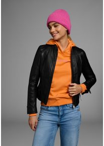 Lederjacke ALPENBLITZ "Athen", Damen, Gr. 44, schwarz, Obermaterial: 100% Lammnappaleder. Futter: 100% Polyester, unifarben, sehr figurbetont kurz, abgesteppte Kante mit Rei&szlig;verschluss, Jacken Lederjacke, aus weichem Lammnappaleder, figurbetonter Schnitt, kurz
