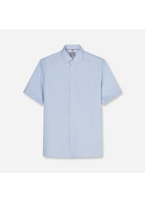 Kurzarmhemd OLYMP "Luxor", Herren, Gr. 39, N-Gr, bleu, Web, Obermaterial: 100% Baumwolle, gemustert, comfort fit normal, Hemden Kurzarmhemd, Businesshemd, comfort fit, New Kentkragen