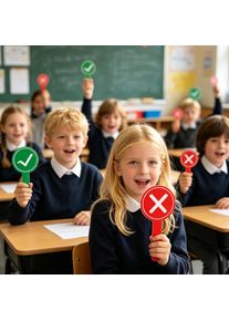 Double Sided Answer Paddle YES or NO Red-Green Signs With Double Side Audience Voting Paddles For Teachers School Competition