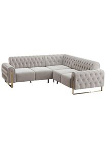 CARRYHOME Ecksofa, Beige, Metall, 264x264 cm, R&uuml;cken echt, Wohnzimmer, Sofas & Couches, Wohnlandschaften, Ecksofas