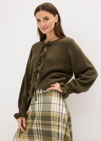 bonprix Oversize-Strickjacke aus weichem Woll-Mix, gr&uuml;n, Gr.40/42 (M), modische Oversize-Strickjacke mit Schleifen-Verschluss vorne