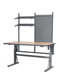 Arbeitstisch mit Funktionsaufbau, H&ouml;he 680 - 1145 mm, elektrisch h&ouml;henverstellbar, BxT 1600 x 800 mm eurokraft pro