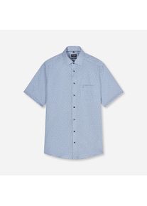 Kurzarmhemd OLYMP "Luxor", Herren, Gr. 48, N-Gr, rauchblau, Web, Obermaterial: 100% Baumwolle, normal, Hemden Kurzarmhemd, Businesshemd, modern fit, New Kentkragen