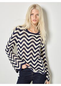 Strickpullover Apricot "Pullover", Damen, Gr. M (38), navy, Strick, Obermaterial: 100% Polyester PES., Normale L&auml;nge, Bogenkante, Pullover Strickpullover, Gemustert