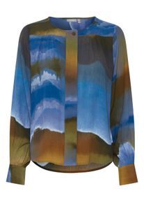 Langarmbluse Fransa "Langarm-Bluse FRREBEKKA", Damen, Gr. M, blau (peacoat mix ma23 cloud), Obermaterial: 51% Viskose LENZING ECOVERO CV LenzEcov. 49% Viskose CV., Blusen Langarmbluse