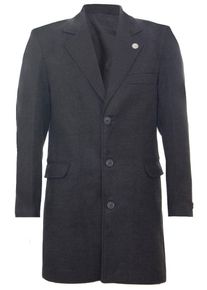 Lange, houtskoolwollen slim-fit overjas voor heren