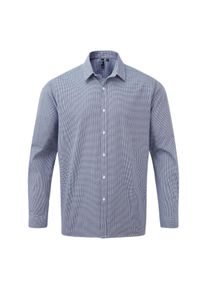 Premier Heren Gingham overhemd met lange mouwen (Marine / Wit)