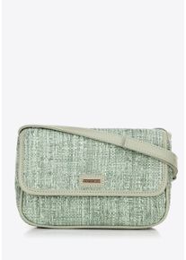 Wittchen Woman gevlochten crossbody tas met klep klein groen polypropyleen